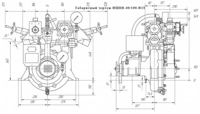 Габаритный чертеж НЦПН-40/100